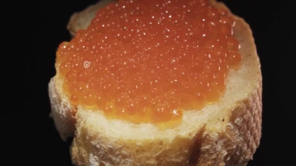 Rotating Piece Baguette Red Caviar Close — Stockvideo