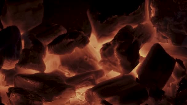 Red Hot Coals Flames Wind Close — 비디오