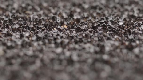 Porous Black Material Sound Insulation Macro Slide Shot — 비디오