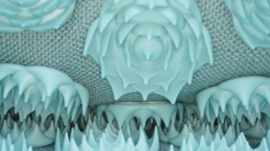 Massage blue mat with acupuncture needles. Dolly slider. Macro video. Laowa Probe
