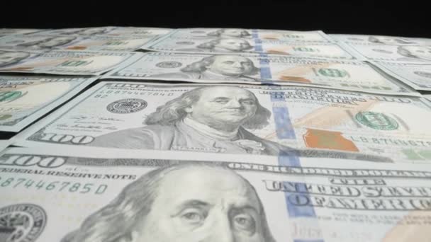 Купа Американських Доларів Готівкою Покласти Ряд Інфляційна Концепція Прикрийте Новий — стокове відео