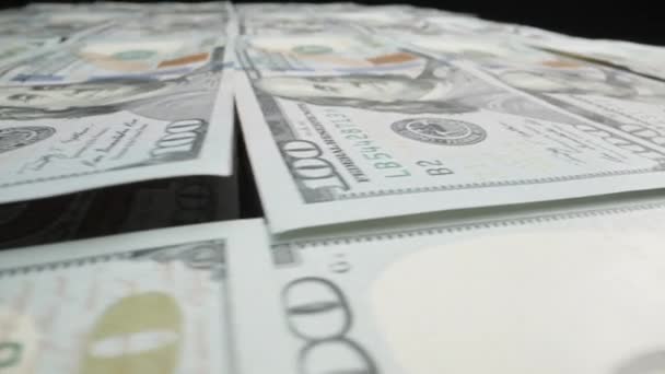 Pile American Dollars Cash Money Put Row Inflation Concept Closeup — Stok video