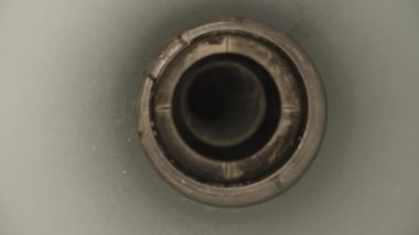 Inside the finned tube. vacuum cleaner hose. Dolly slider extreme close-up inside. Laowa Probe