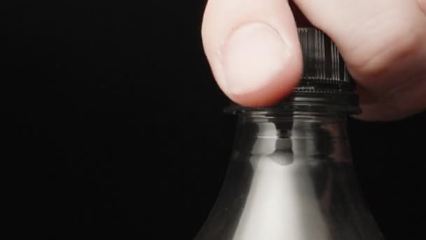 Unscrew Black Cap Bottle Cola Close — Stock video