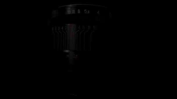 Old Lens Film Camera Black Background — Vídeo de Stock