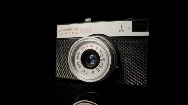 Russia Moscow 2022 Old Smena Camera Retro Soviet Union Film — 图库视频影像