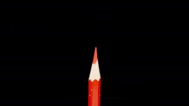 Red pencil on a black background, magnification. Dolly slider extreme close-up. Laowa Probe