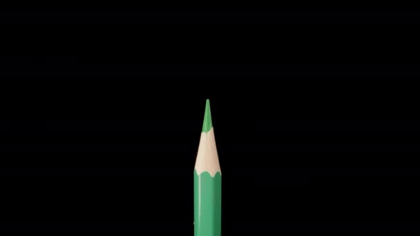 Green Pencil Black Background Magnification Dolly Slider Extreme Close Laowa — Stok video