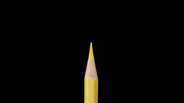 Yellow Pencil Black Background Magnification Dolly Slider Extreme Close Laowa — стоковое видео