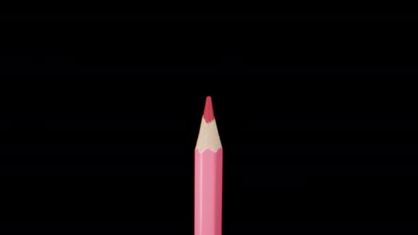Pink Pencil Black Background Magnification Dolly Slider Extreme Close Laowa — Stockvideo