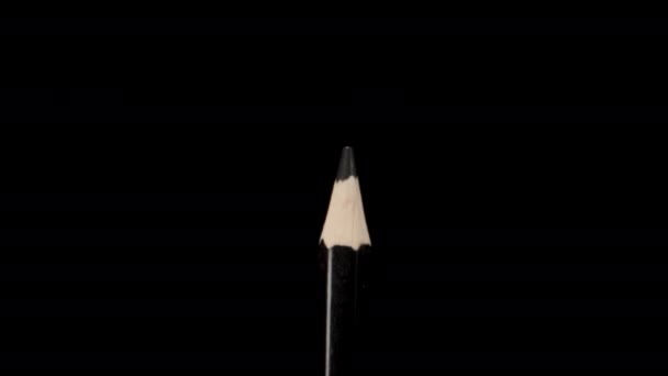 Black Pencil Black Background Magnification Dolly Slider Extreme Close Laowa — стоковое видео