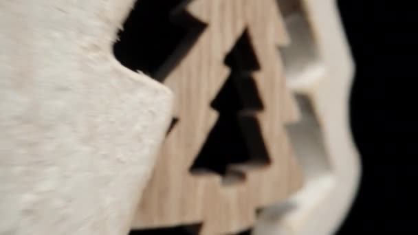 Wooden Christmas Decoration Form Two Christmas Trees Dolly Slider Extreme — Video