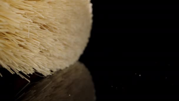 Wooden Shower Brush Dolly Slider Extreme Close Laowa Probe — 图库视频影像