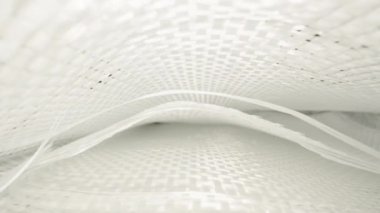 Camera flight inside, under sheets of white fiberglass. Dolly slider extreme close-up. Laowa Probe