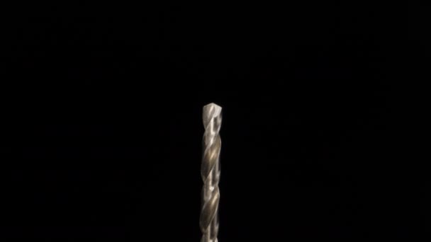 Metal Drill Slowly Rotates Close Dolly Slider Extreme Close Laowa — Stok Video