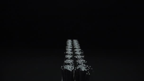 Black Plastic Hand Scrubbing Brush Rotating Black Background Dolly Slider — Vídeos de Stock