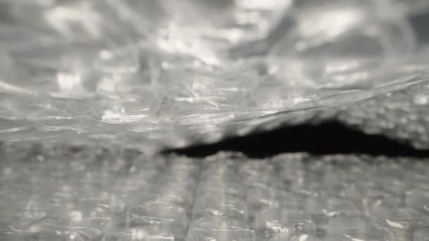 Buborék Légfilm Csomagoláshoz Dolly Csúszómászó Extrém Közelkép Laowa Szonda — Stock videók