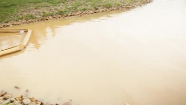 Dirty Brown Water Pipe Flows River Drain Water Purification — Vídeo de stock