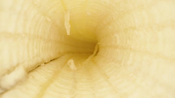 Банановая Кожура Внутри Долли Ползунок Экстремальный Крупным Планом Внутри Лаова — стоковое видео