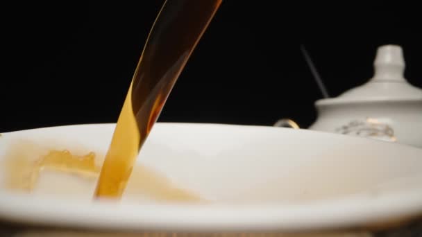 Tea Drinking Pouring Tea Cup Slow Motion — Stok video