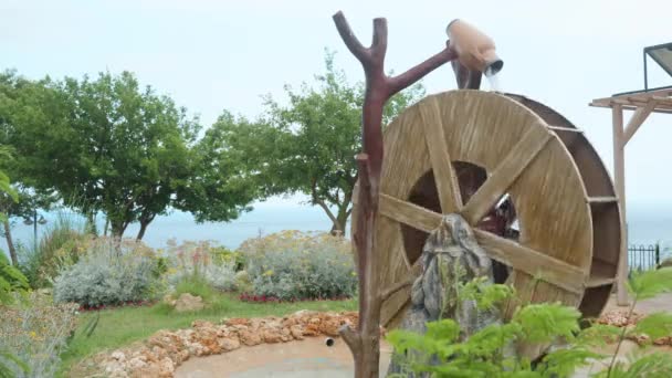 Watermill Spinning Sea Distance — Stok video