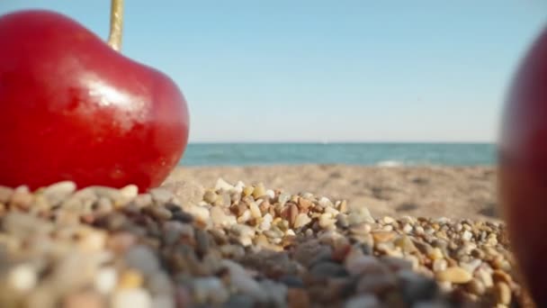 Kamera Pohybuje Třešněmi Pobřeží Dolly Slider Extrémní Detailní Záběr Laowa — Stock video
