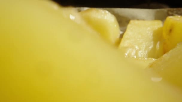 Batatas Fritas Pernas Frango Movimento Lento Para Trás Câmera Toca — Vídeo de Stock