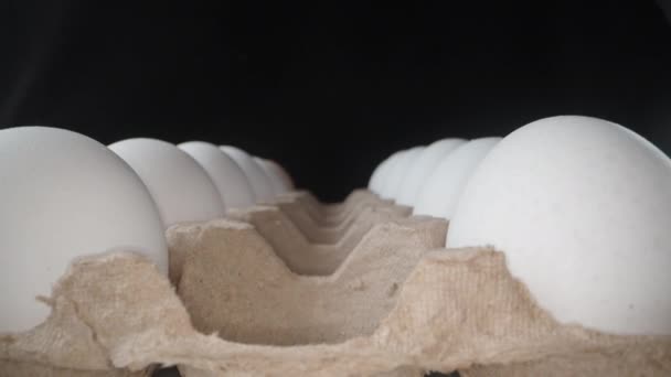 Αυγά Είναι Χαρτόκουτο Καλύπτω Καπάκι Κοντινό Πλάνο Dolly Slider — Αρχείο Βίντεο