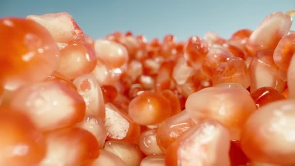 Kamera Projede Semeny Granátového Jablka Posbírá Dolly Slider Extrémní Zblízka — Stock video