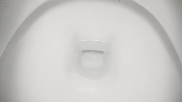 Camera Plunges Toilet While Water Flushed Dolly Slider Extreme Close — Stock Video