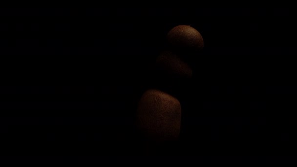 Tamarind Shell Rotates Appears Out Darkness Black Background Isolate — Stock Video