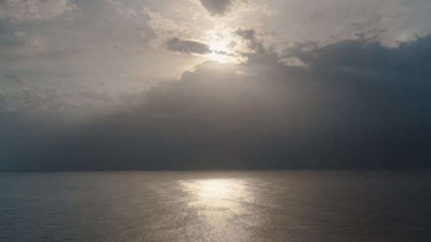 Panorama Desde Altura Del Mar Nubes Trueno Distancia Los Rayos — Vídeos de Stock