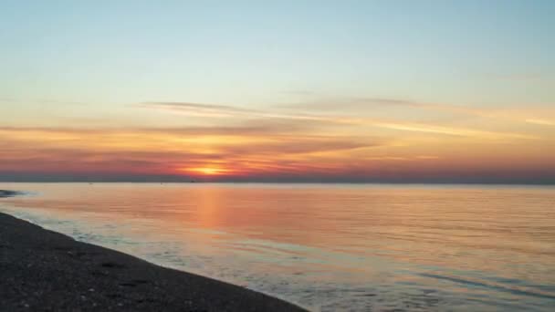 Time Interval Sunrise Sea Sun Rises Water Clouds Calm Water — Stock Video