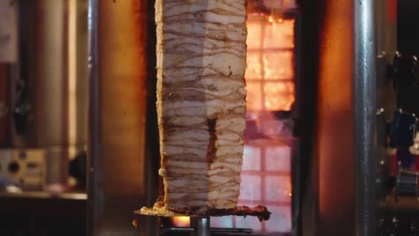 Gros Morceau Viande Poulet Pour Shawarma Nourriture Jus Coule Dans — Video