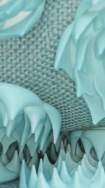 Mavi paspasa akupunktur iğneleriyle masaj yap. Dolly kaydırıcı. Makro video. Laowa Sondası Dikey Video.