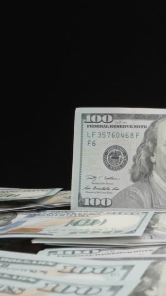 Pile Dollars Américains Cash Money Extreme Close Nouveaux Billets Cent — Video