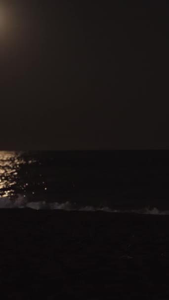 Молода Жінка Сукні Сидить Біля Моря Пляжі Дивиться Смартфон Вертикальні — стокове відео