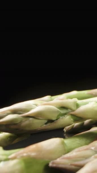 Asparagus Spears Black Table Water Take Them All Macro Zoom — Stock Video