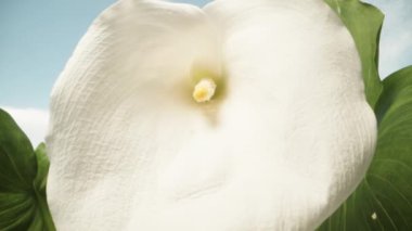 Kamera Calla çiçeğine yakınlaşıyor ve ben de onun spadix 'ine dokunuyorum. Makro
