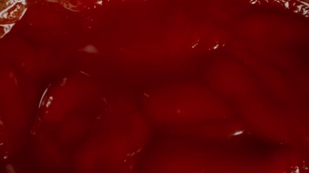 Cámara Dentro Una Botella Plástico Ketchup Sobre Fondo Negro Dolly — Vídeo de stock
