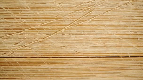 Dřevěná Textura Stopami Noži Bambusová Řezací Deska Posuvník Maker — Stock video