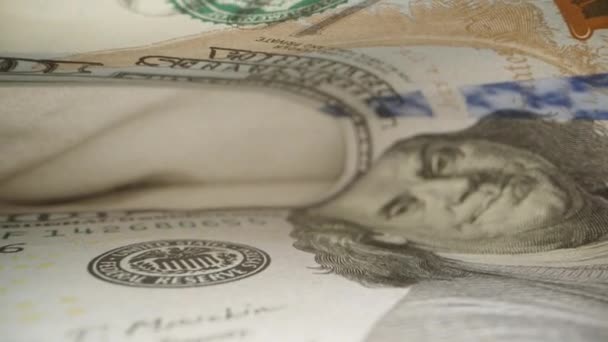 Kahverengi Kotumun Cebinde Bir Yığın 100 Dolarlık Banknot Var Dolly — Stok video
