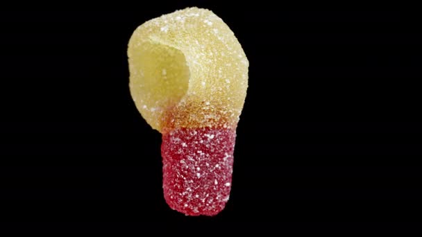 Una Caramella Gommosa Forma Ciuccio Bambini Spolverata Zucchero Ruota Fondo — Video Stock