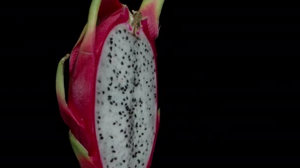 Makro Zoom Ejderha Meyvesi Dönüyor Kamera Beyaz Ete Zum Yapıyor — Stok video