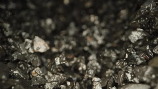 Концепция Добычи Угля Внутри Угольной Шахты Макро Выстрел Крайний Крупный — стоковое видео