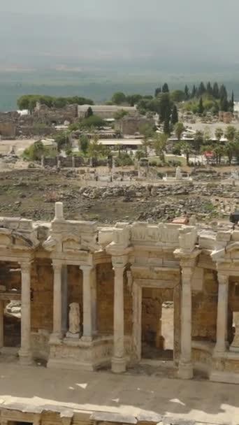 Vertikální Video Ruins Hierapolis Ancient Amphitheater Turkey View Its Top — Stock video