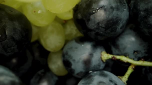 Mieszanina Czarnych Zielonych Winogron Przez Które Przechodzi Aparat Fotograficzny Dolly — Wideo stockowe