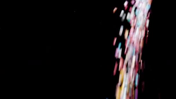 Saupoudrer Multicolores Particules Cristal Sucre Verser Haut Comme Une Pluie — Video