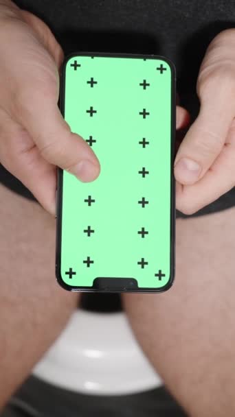 Vertical Video Scrolling Smartphone Green Screen Tracking Marks Top View — Stock Video