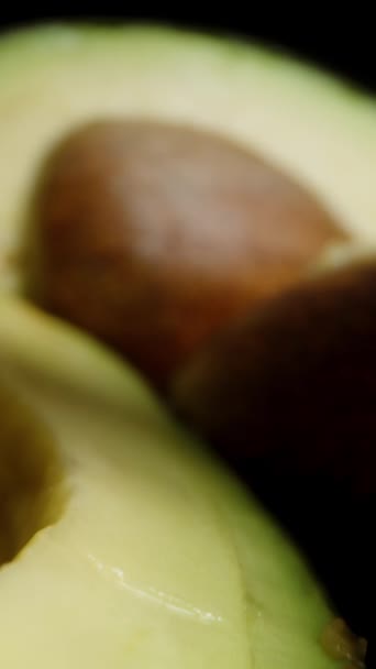 Camera Glides Backward Knife Stuck One Numerous Avocado Fruits Table — Stock Video
